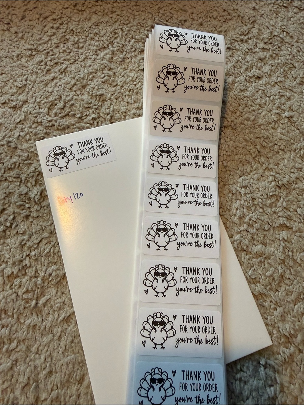 Wholesale White Thank You Stickers for Orders - Pack of Labels
